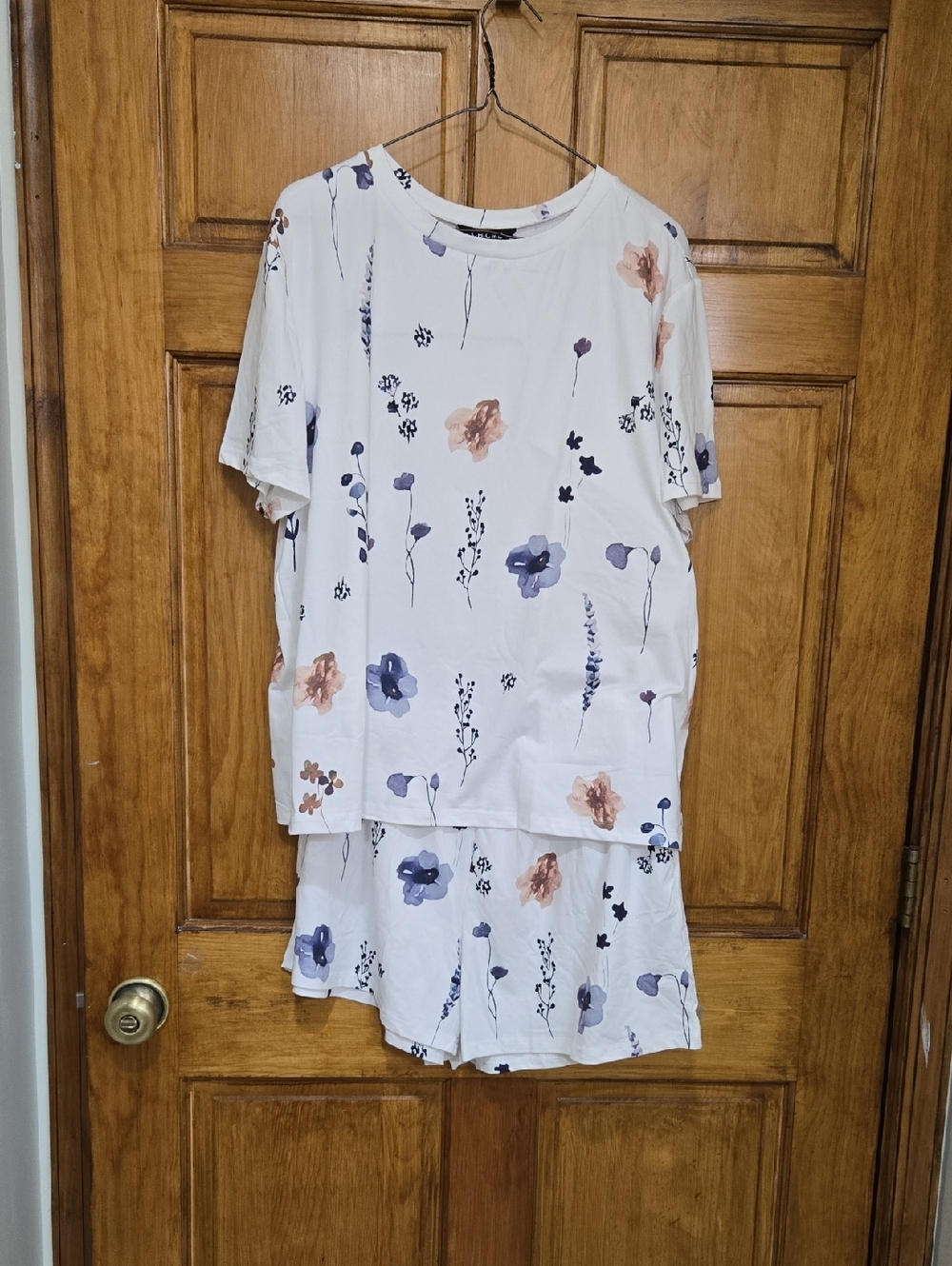ChicMe White with Navy Watercolor Floral PJ Set